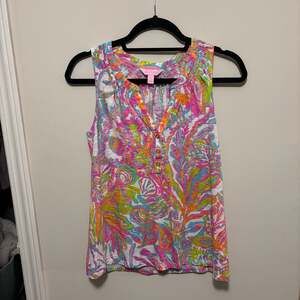 Lilly Pulitzer Essie Printed Tank Top in Scuba To Cuba Print